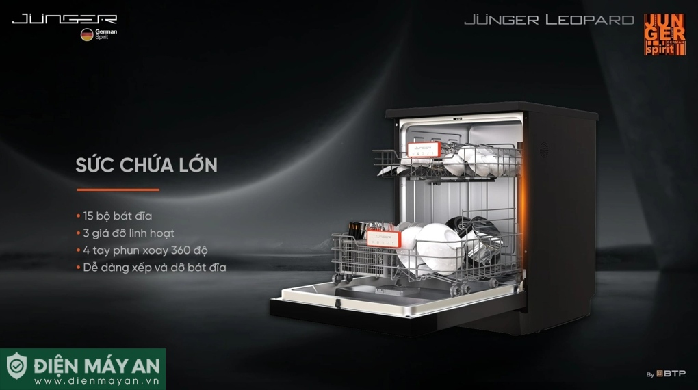 Máy rửa bát độc lập Junger JG Leopard DWJ-183-VG
